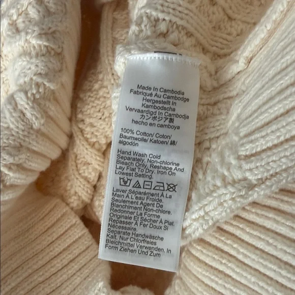 NWT J.Crew 100% Cotton Cable Knit Sweater Ivory Cream BS978 FA23 Pullover - Picture 5 of 10